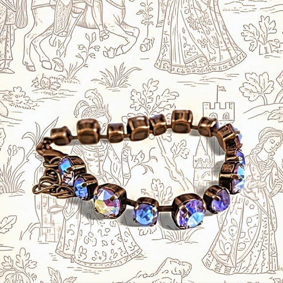 Swarovski Crystal Tanzanite Sparkles & Purple AB Tennis Classic Brass Bracelet - Picture 1 of 7